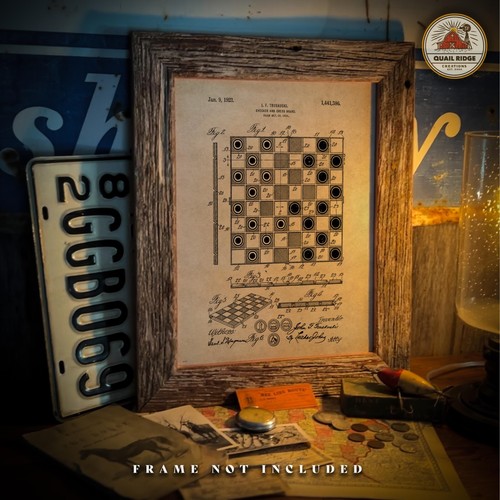 Chess Board Patent Art Print Checkers Pieces Board Game Art Chess Player Gift - Picture 4 of 6