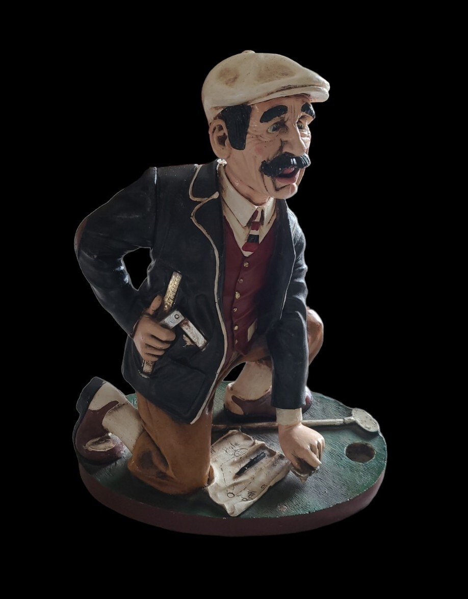 Vintage Peter Mook Statue Perfectionist Golfer Signed 12in Golfing