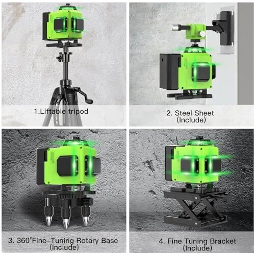 Laser Level with tripod 16 Lines Self Leveling, 4x360° 4D Green Light Green