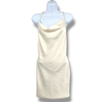 ROTATE Ivory Mini Dress Cowl Drape Neck Sleeveless Strappy Back Party Dress