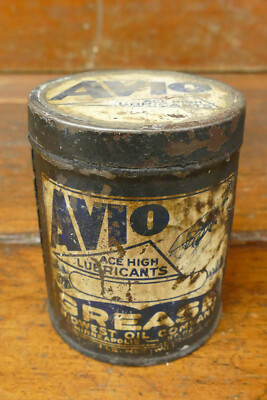RARE Vintage Original 1930s Avio Ace High 1lb Grease Oil Can Midwest Oil Co MN
