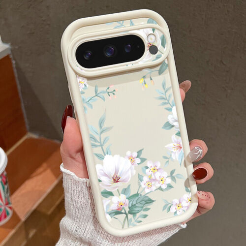 For Google Pixel 9 Pro XL 8 8A ShockProof Matte Silicone Floral Soft Case Cover - Picture 15 of 21