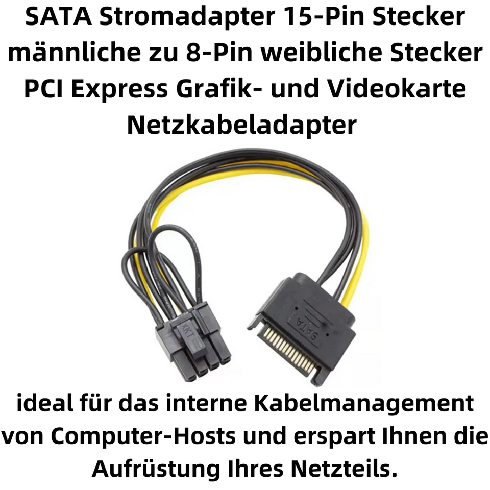 B77 SATA Stromadapter 15Pin Stecker männliche zu 8Pin weibliche Stecker PCI Expr - Bild 2 von 4