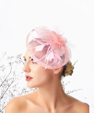Vintage Pink Feather Wedding Fascinator Woman Headpiece Cocktail Party Derby Day
