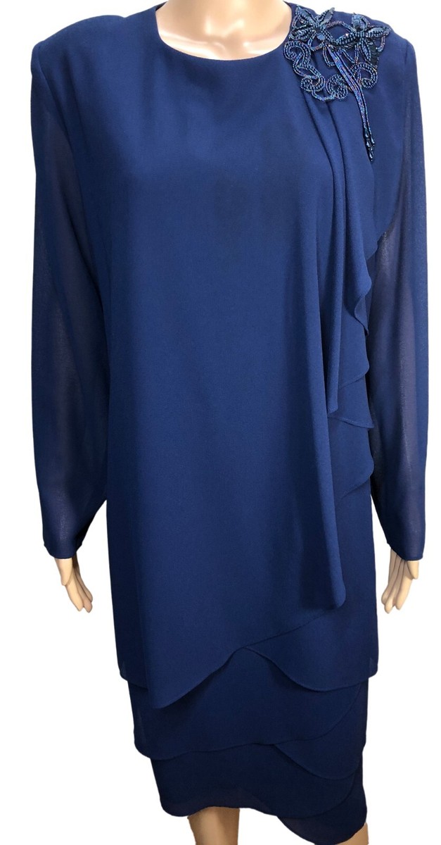patra formal dresses vtg Dress Sz 18 Blue Beaded Special Occasion Mother of Bride/Groom INV-1272