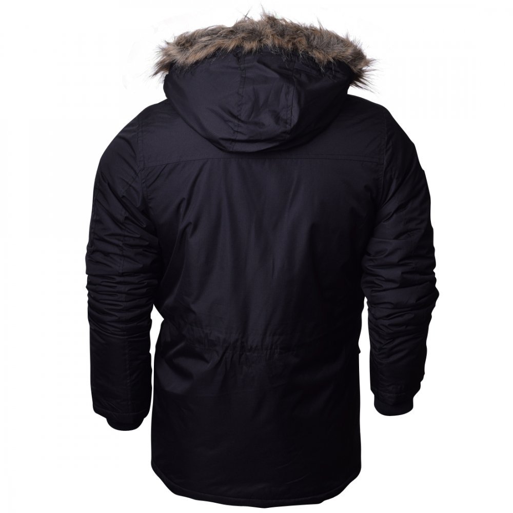 Crosshatch Mens Heavy Weight Fur Hood Parka Padded Winter Coat Jacket ...