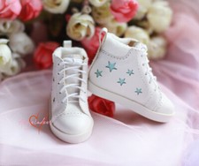 1/6 1/4 BJD White Board Shoes Sports Sneakers Blue Hollow-out Stars High Tops