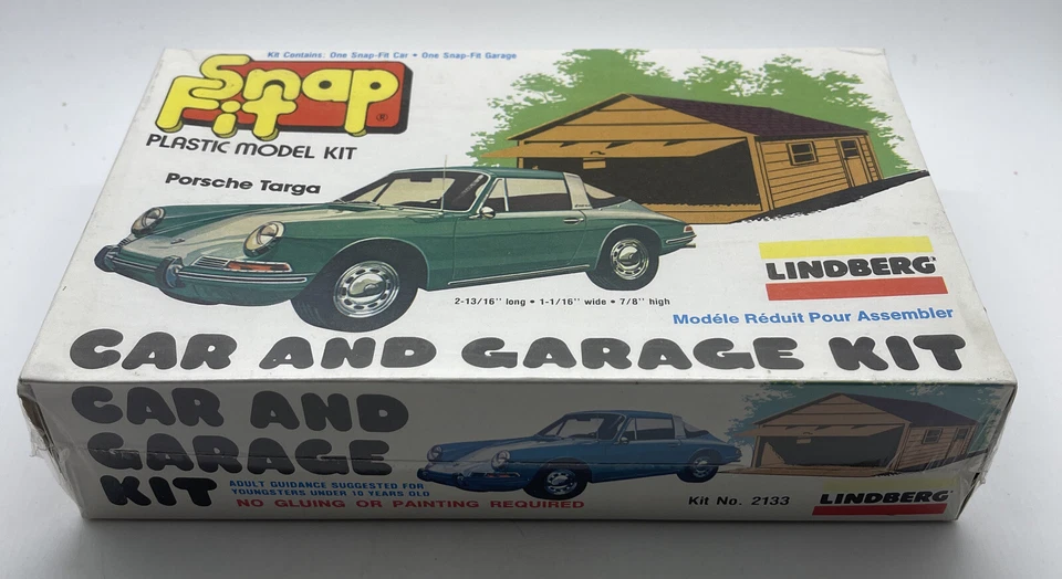 KIT MODELO PLÁSTICO ESCALA LINDBERG Snap Fit Porsche Targa coche y garaje KIT Foto 3 de 4