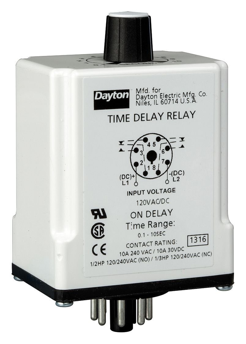 Dayton 1EGB8 Time Delay Relay 120Vac 10A Dpdt 9 Sec.