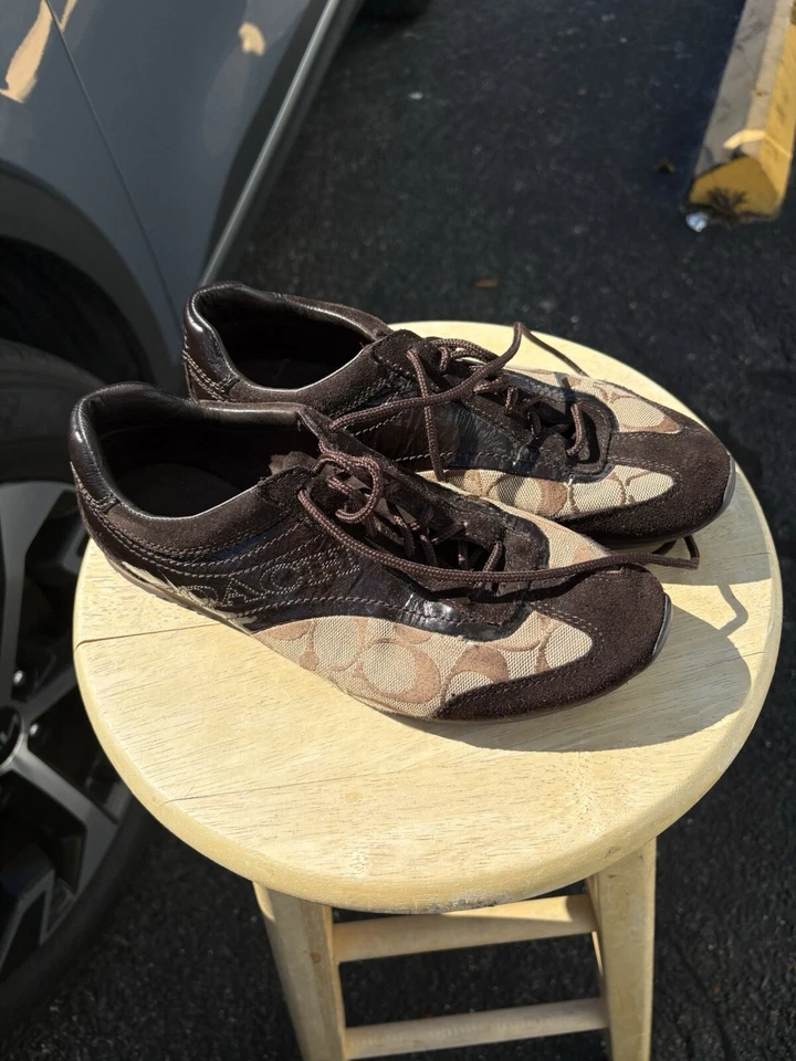 КРОССОВКИ женские Coach 7,5 на шнуровке лакированная кожа холщовые - Изображение 2 из 4