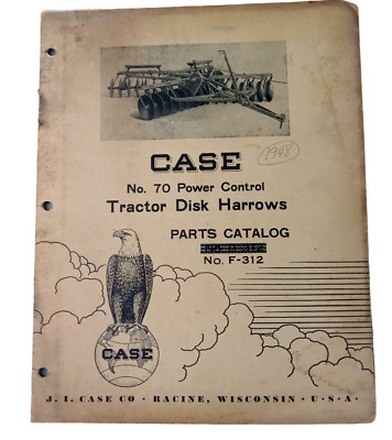 1948 OEM Case No. 70 Power Control Tractor Disc Harrows Parts Catalog F-312