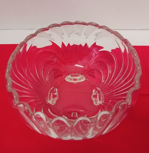 Vintage Clear Swirl Patterned Pressed Glass Bowl 4 Toed Footed 4.5" Tall - Picture 6 of 12