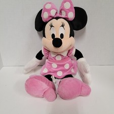Disney Minnie Mouse Plush Doll Pink Dress Polka Dot Stuffed Animal Toy