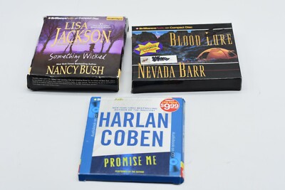 3 AUDIO BOOK LOT-Nevada Barr,Nancy Bush,Harlan Coben-FREE FAST SHIPPING