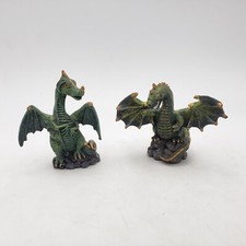 Lot of 2 Vintage Painted Cast Resin Dragon Figures Unmarked