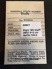 C & E Marshall balance staff E8827 for Elgin 18s No. 857 Long Hub