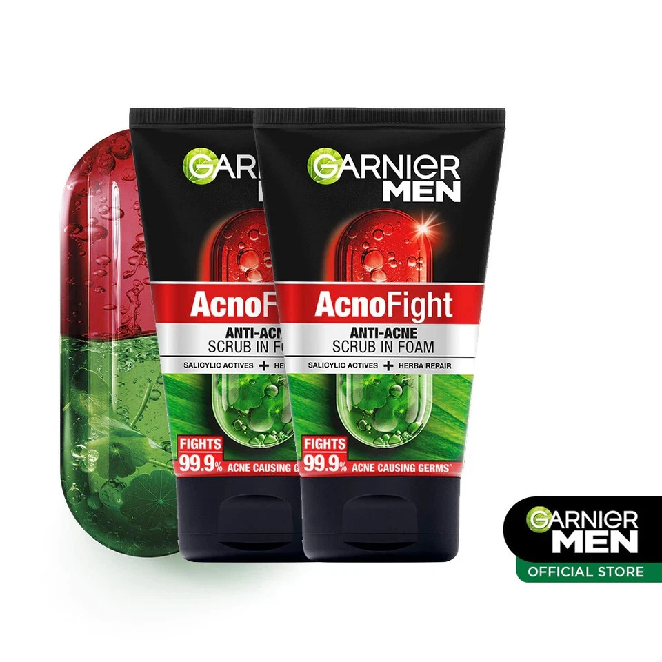 Garnier Men Jabón Facial Lucha contra el Acné Exfoliante en Espuma 100 ml x 2 - Limpiador #N Foto 2 de 4