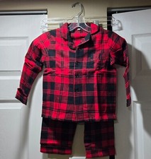 Child's Shirt and Pant Flannel Pajama Set Red and Black Checkers SIZE 120 