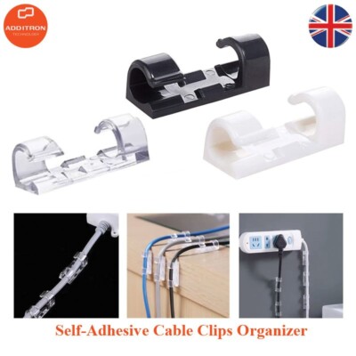 20 Selbstklebende Kabelclips Halter Draht Verdrahtung Klammern Streben Klemmen Wandbehang