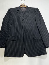 Mens Bachrach Black Striped Two Piece Wool Suit Size 40R EUC