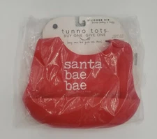 Bella Tunno Tots Silicone Pocket Baby Bib Santa Bae Bae  Holiday Xmas 