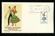 Postal History Spain FDC #1435 Sevilla Regional Costumes Dress 1970