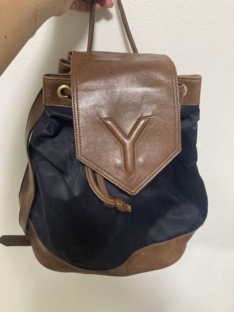 Borsa a tracolla Yves Saint Laurent nylon pelle originale marrone navy media 111403