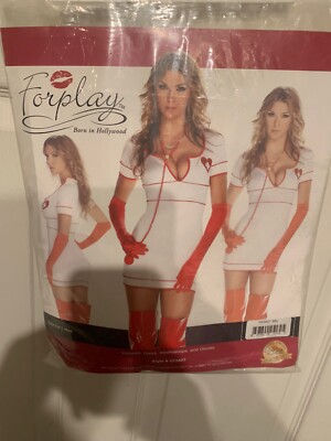 NWOT Forplay Doctor Love Naughty Nurse Costume Adult Size M/L Gloves Stethoscope