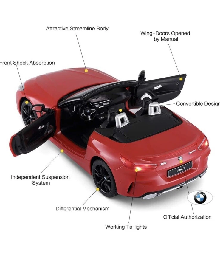 RASTAR BMW RC Car, 1:14 Scale BMW Z4 Roadster New Version Remote Control Car RED - Image 4 of 4