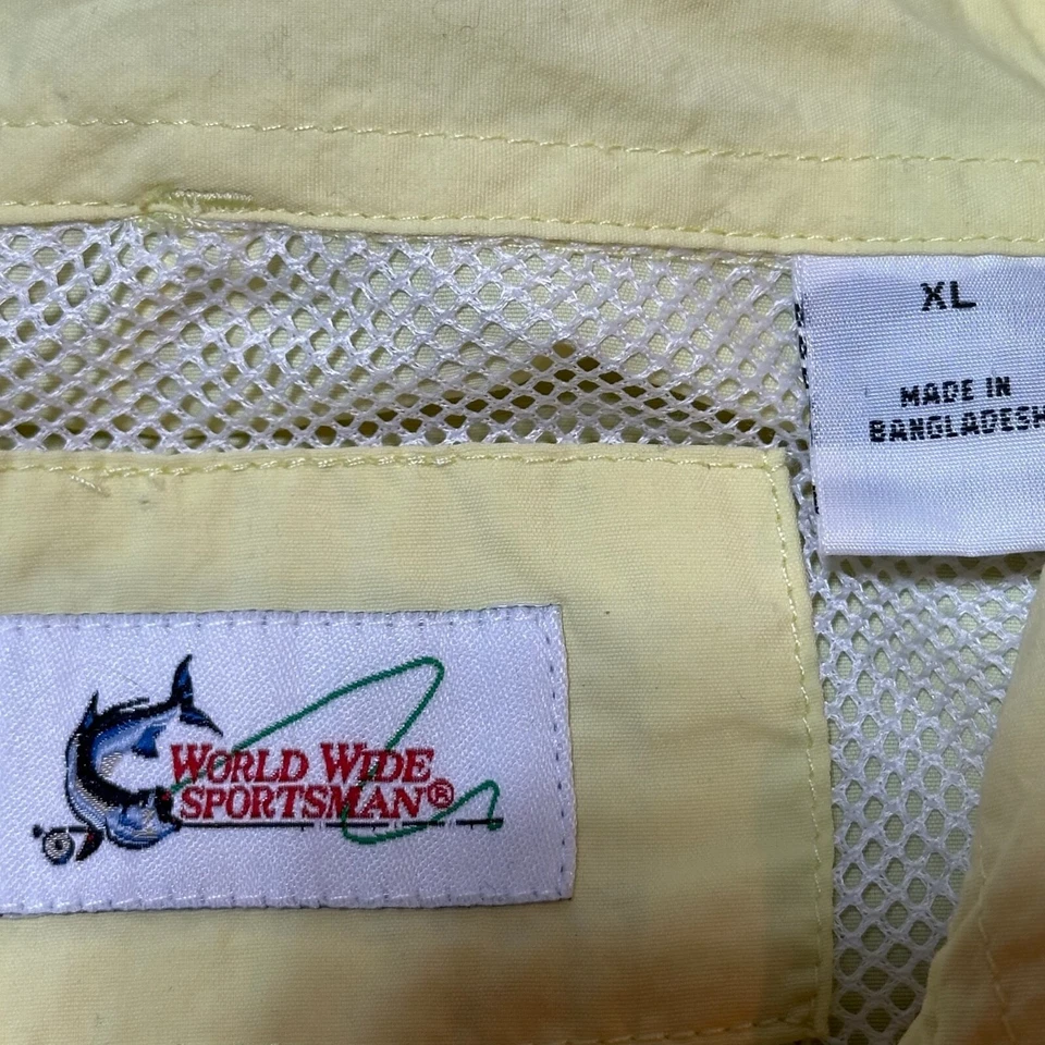 Camisa Deportiva Mundial Para Hombre Extra Grande Amarilla Nylon Bolsillos en el Pecho Pesca Foto 4 de 4