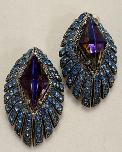 Vintage Art Deco Thelma Deutsch Purple Crystal Blu
