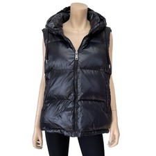 Intl Details Women Black Down Insulated Full Zip Hooded Puffer Vest Xxl Nwt $180