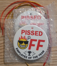 PISSED OFF Employee of the Year Round Hanging Ornament Angry Face Emoji