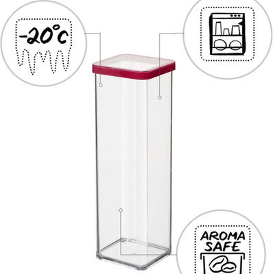 Rotho LOFT Dose 2 Liter Aufbewahrung Vorratsdose rot transparent Behälter Nudeln