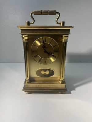 Vintage Schmid Benchmark 8-Day Brass Carriage Clock West Germany WORKING 7''x4''x3