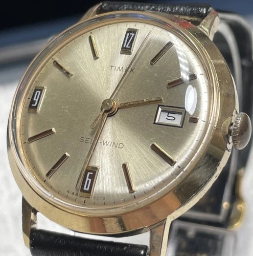 Vintage 1970 Timex Viscount Self Wind Automatic Watch Gold Tone 4144 3270