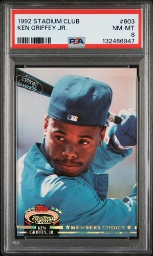 1992 TOPPS STADIUM CLUB #603 MEMBERS CHOICE KEN GRIFFEY JR PSA 8