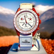 Cinturino Omega Swatch x OMEGA Speedmaster Rosso SO33R100 "Mission to Mars" Pelle