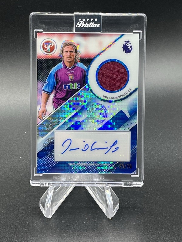 2026 Topps Pristine EPL David Ginola /75 Blue Match Worn Patch Auto Aston Villa