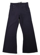 VTG 60s 70s Vietnam US 34 x 31 Blue Sailor Navy Wide Leg Cracker Jack Wool Pants