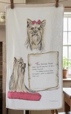 Yorkie Yorkshire Terrier Dog Kitchen Linen Tea Dish Towel Vtg 1972 Farmhouse