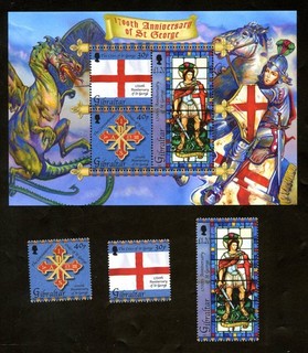 LOT 37894 MINT NH OG 940a SOUVENIR SHEET KNIGHTS DRAGON GIBRALTAR UNITED KINGDOM