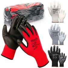 NEW PU COATED WORK SAFETY GLOVES BUILDERS CONSTRUCTION GARDENING SAFETY GRIP