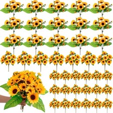 36 BUNDLES ARTIFICIAL SUNFLOWERS BOUQUETS BULK FOR WEDDING 7 HEAD 12 INCH BRIDAL