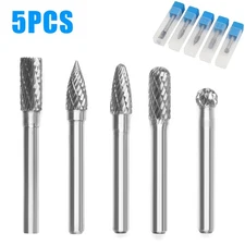 5Pcs 1/4 inch Shank Tungsten Carbide Rotary Metal Burrs Bits Set For Die Grinder