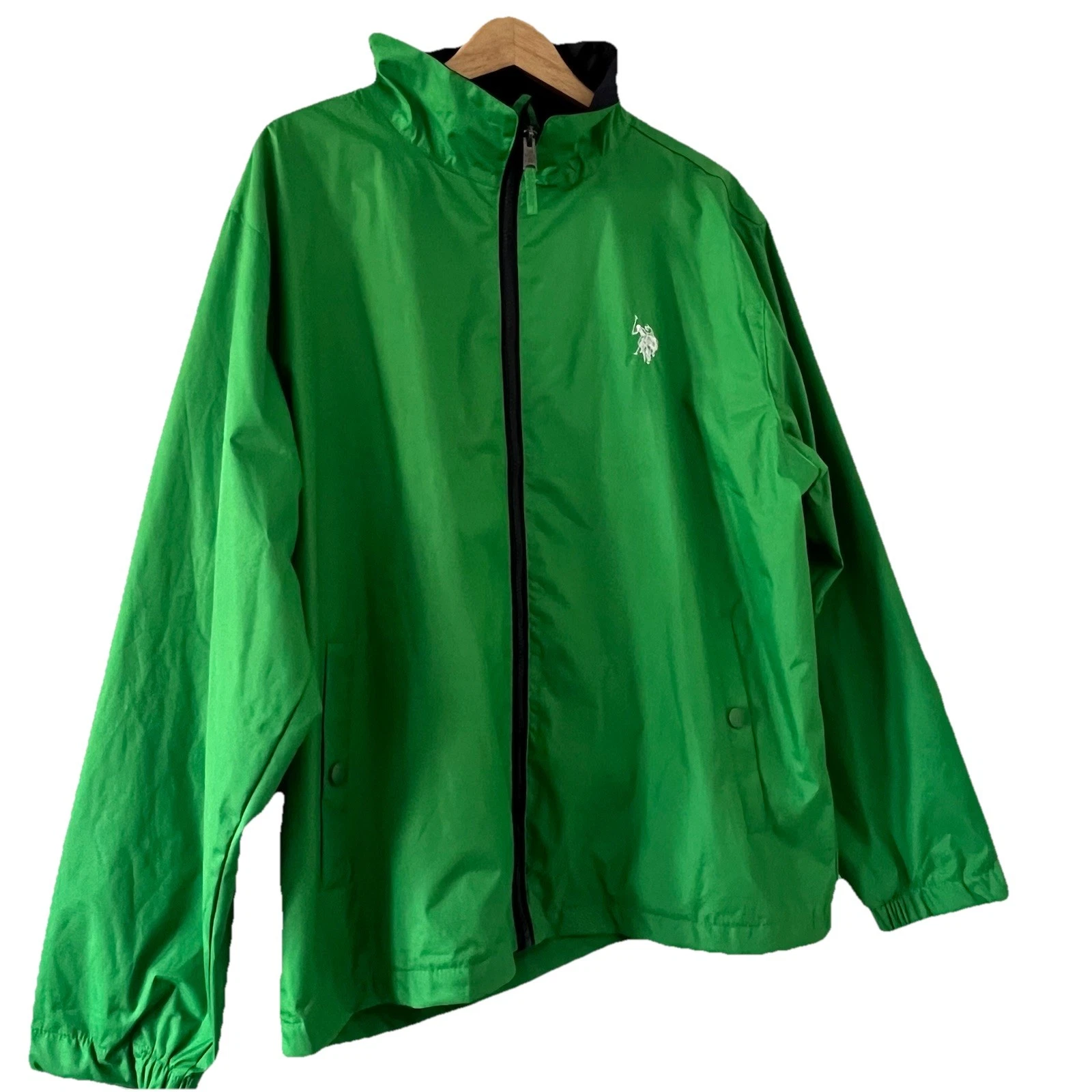 US Polo Assn Windbreaker Jacket Mens XL Pony Logo Green Preppy Nautical Boat