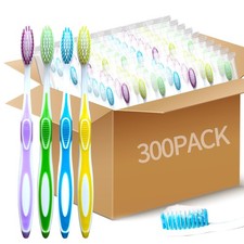 300 Pcs Prepasted Disposable Toothbrushes Bulk Individually Wrapped Soft Bris...