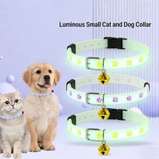 Colored LED Pet Cat Collar with Bell Glow in The Dark Luminous Dogs Cats Collars