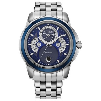Citizen Men's Calendrier Moon Phase Silver Eco-Drive Watch 41MM BU0088-51H