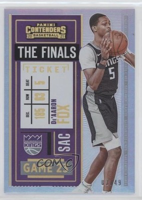 2020-21 Panini Contenders Finals Ticket 3/49 De'Aaron Fox #88 0e1b